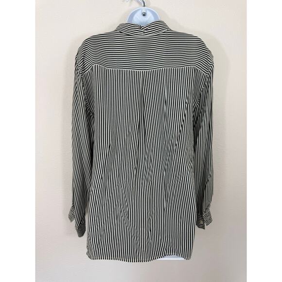 Emily Reger Vintage 100% Silk Striped Button Shirt XL - Picture 4 of 5